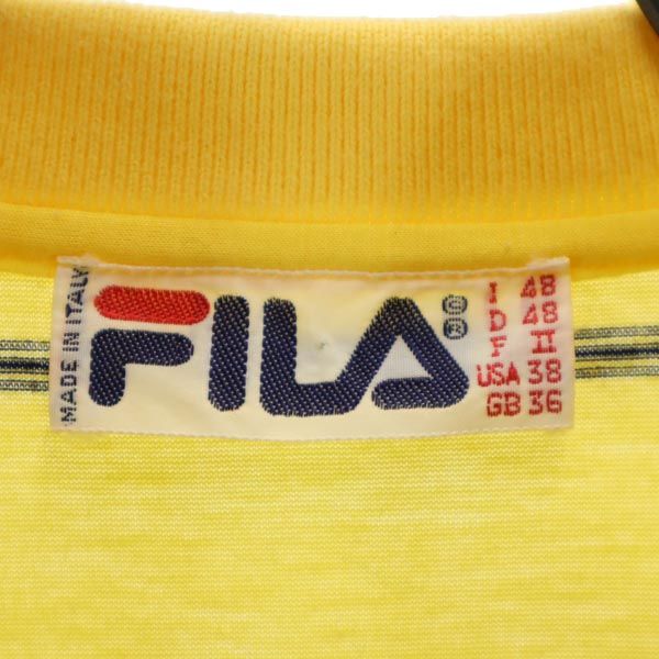 FILA フィラ 90s オールド イタリア製 ボーダー柄 半袖 ポロシャツ 48 イエロー系 メンズ