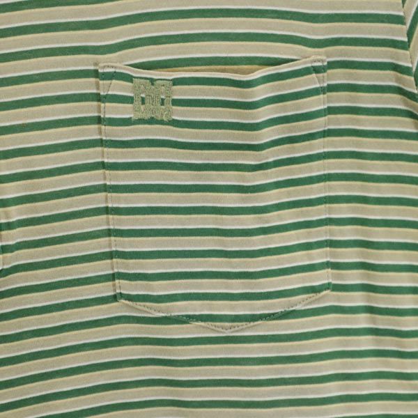 ダックス ボーダー柄 半袖 ポロシャツ L グリーン×ベージュ DAKS メンズ