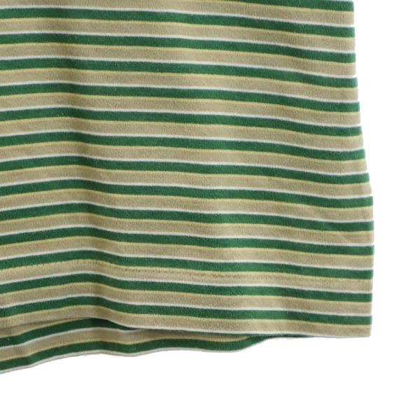 ダックス ボーダー柄 半袖 ポロシャツ L グリーン×ベージュ DAKS メンズ