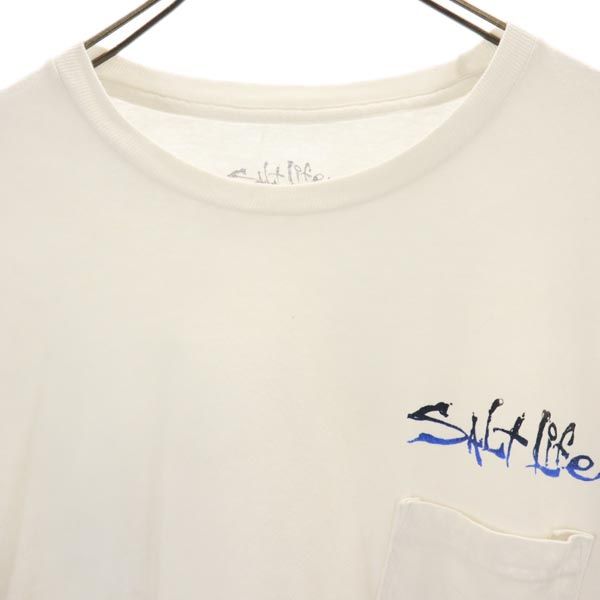 SALT LIFE ソルトライフ バックプリント 長袖 Tシャツ XL オフホワイト系 ロンT メンズ