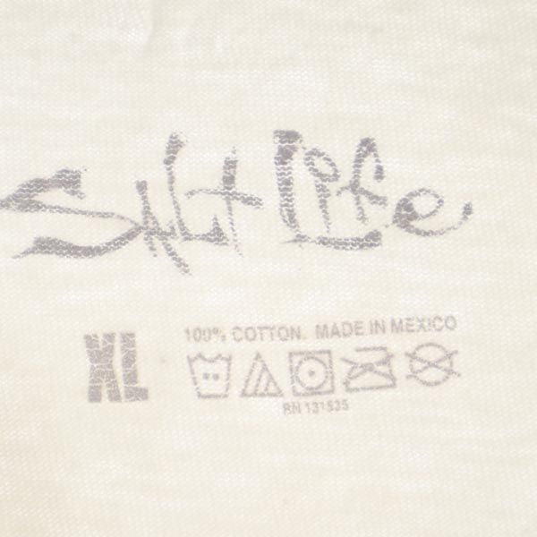 SALT LIFE ソルトライフ バックプリント 長袖 Tシャツ XL オフホワイト系 ロンT メンズ