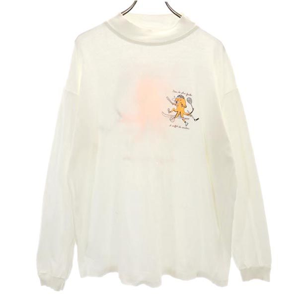 FABEC 80s 90s オールド ヴィンテージ プリント 長袖 Tシャツ XL 白 FABEC ロンT メンズ