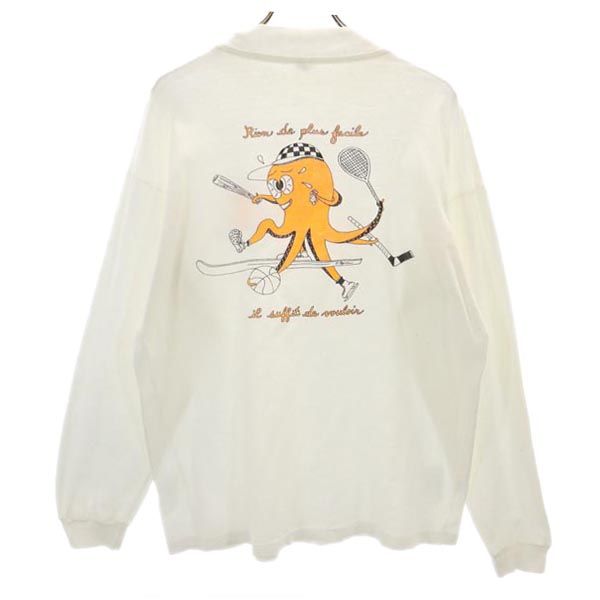 FABEC 80s 90s オールド ヴィンテージ プリント 長袖 Tシャツ XL 白 FABEC ロンT メンズ