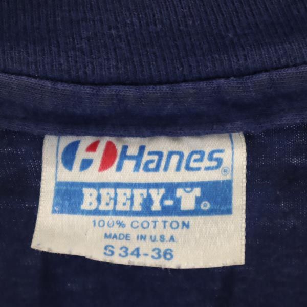 Hanes ヘインズ 80s ヴィンテージ USA製 半袖 Tシャツ S ネイビー系 メンズ