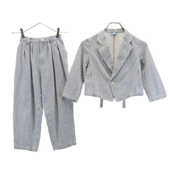 KENZO ケンゾー ストライプ柄 ショートパンツ 上下 セットアップ 120cm ブルー×ホワイト ジャケット パンツ キッズ