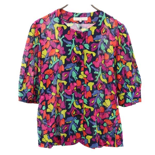 GIVENCHY ジバンシィ 総柄 半袖 ノーカラーシャツ 15 レディース