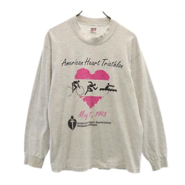 アンビル 90s オールド USA製 長袖 Tシャツ L グレー系 anbil ロンT メンズ