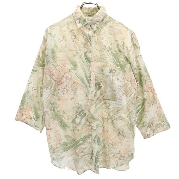 Touche 総柄 5分袖 シャツ ベージュ系 レディース