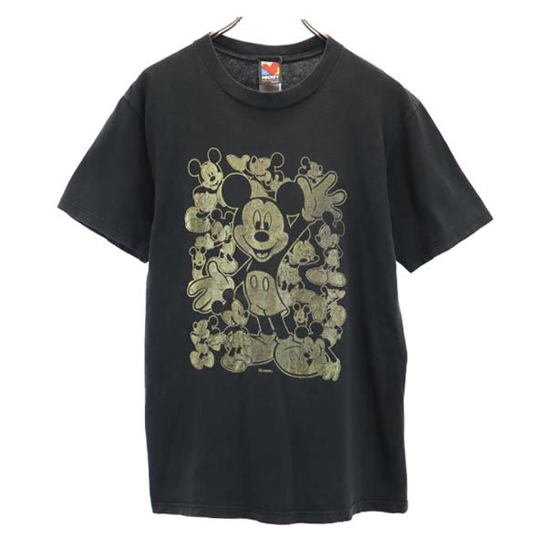 Disney ディズニー 90s オールド USA製 ミッキーマウス 半袖 Tシャツ M ブラック系 メンズ