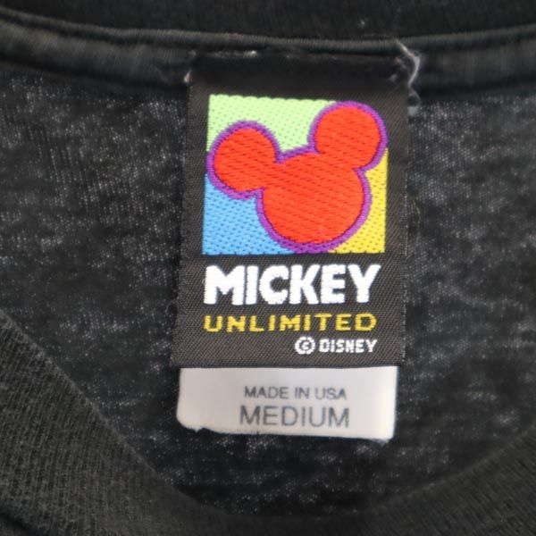 Disney ディズニー 90s オールド USA製 ミッキーマウス 半袖 Tシャツ M ブラック系 メンズ