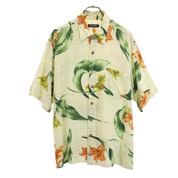 ピューリタン 90s オールド 総柄 半袖 シャツ L ベージュ系 メンズ