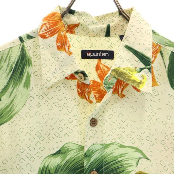 ピューリタン 90s オールド 総柄 半袖 シャツ L ベージュ系 メンズ