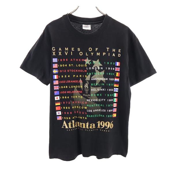 Hanes ヘインズ 90s オールド USA製 アトランタオリンピック 半袖 Tシャツ M ブラック メンズ