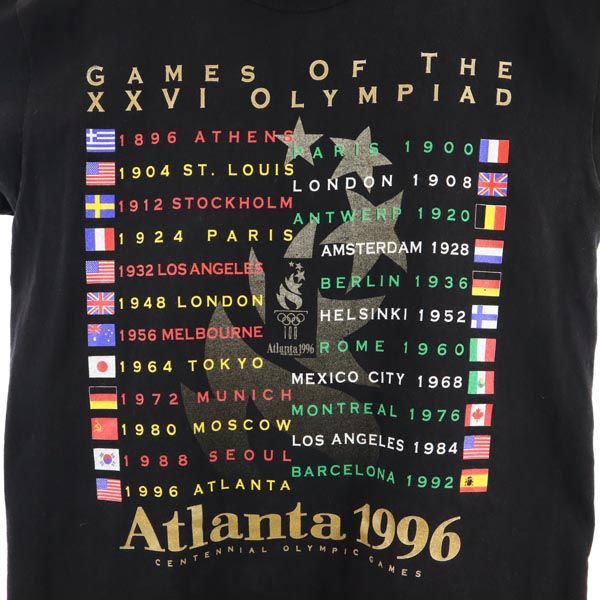 Hanes ヘインズ 90s オールド USA製 アトランタオリンピック 半袖 Tシャツ M ブラック メンズ