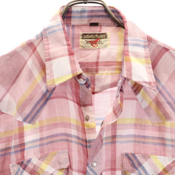 youngbloods ヤングブラッズ 70s 80s ヴィンテージ チェック柄 長袖 ウエスタンシャツ L 赤系 メンズ