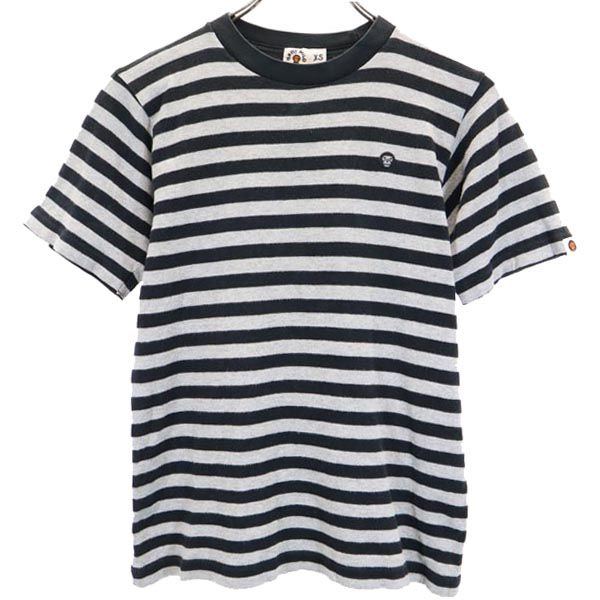 アベイシングエイプ 日本製 ボーダー 半袖 Tシャツ XS グレー系 A BATHING APE BABY MILO ベイビーマイロ レディース