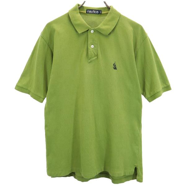 NAUTICA ノーティカ 90s オールド 半袖 ポロシャツ L 黄緑系 鹿の子 メンズ