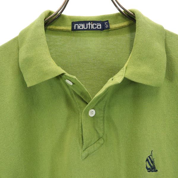 NAUTICA ノーティカ 90s オールド 半袖 ポロシャツ L 黄緑系 鹿の子 メンズ