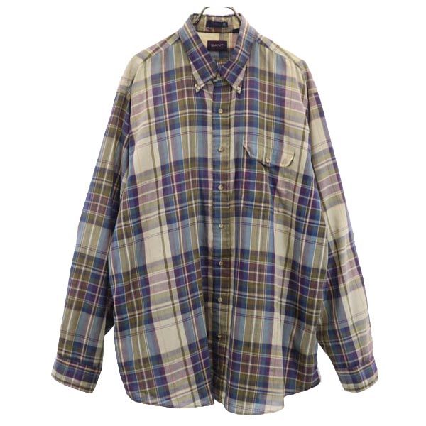 GANT ガント 90s オールド チェック 長袖 ボタンダウンシャツ XXL ビッグサイズ メンズ