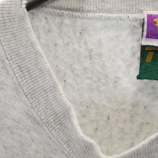 TSi USA製 プーさんデザイン刺繍 長袖 スウェット トレーナー L グレー メンズ