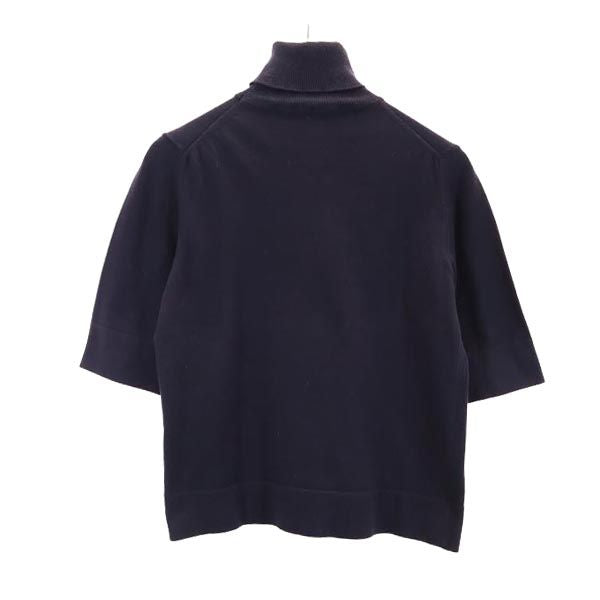 MAX MARA マックスマーラ イタリア製 半袖 タートルネック セーター M ネイビー コットンブレンド ニット レディース