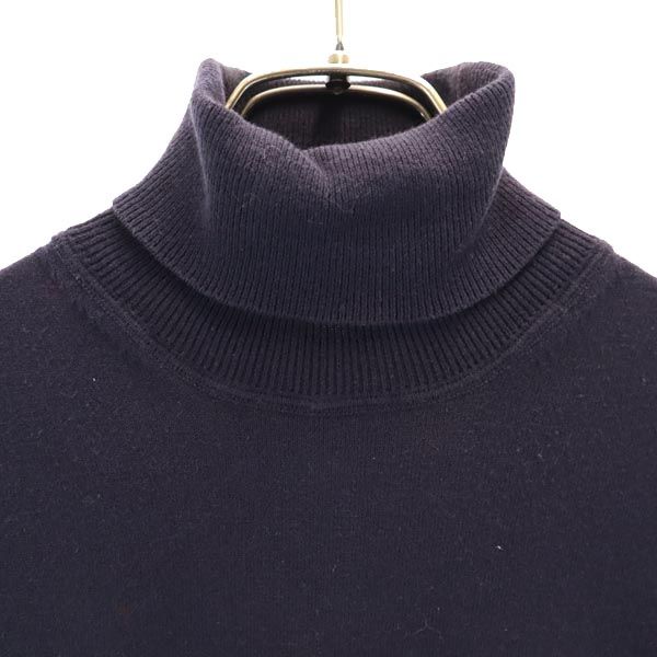 MAX MARA マックスマーラ イタリア製 半袖 タートルネック セーター M ネイビー コットンブレンド ニット レディース