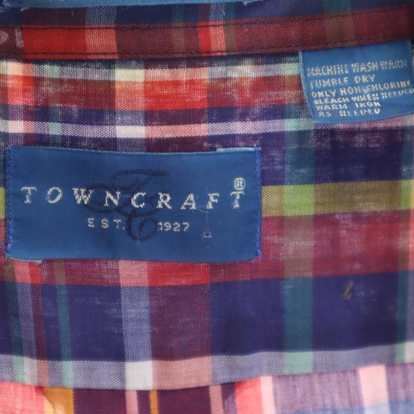 TOWNCRAFT タウンクラフト 90s オールド チェック 長袖 ボタンダウンシャツ XL ネイビー系 メンズ