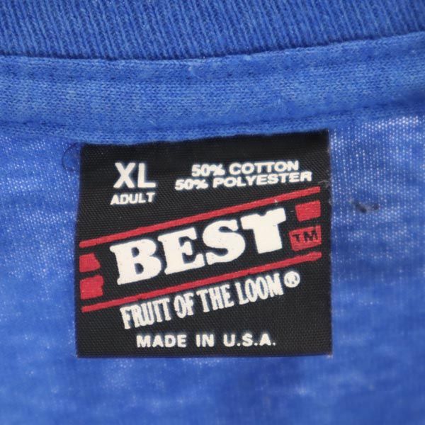 FRUIT OF THE LOOM フルーツオブザルーム 90s オールド USA製 バックプリント 半袖 Tシャツ XL ブルー メンズ