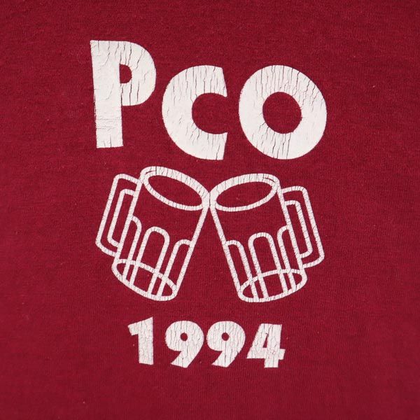 FRUIT OF THE LOOM フルーツオブザルーム 90s オールド USA製 両面ロゴプリント 半袖 Tシャツ XL えんじ メンズ