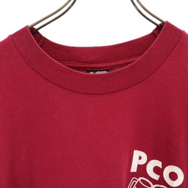 FRUIT OF THE LOOM フルーツオブザルーム 90s オールド USA製 両面ロゴプリント 半袖 Tシャツ XL えんじ メンズ