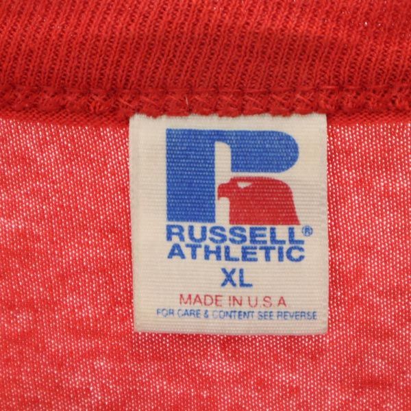 ラッセルアスレティック 90s オールド USA製 半袖 クルーネック Tシャツ XL 赤 Russell Athletic メンズ