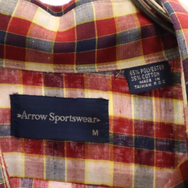 ARROW アロー 80s ヴィンテージ チェック 半袖 シャツ M レッド系 メンズ