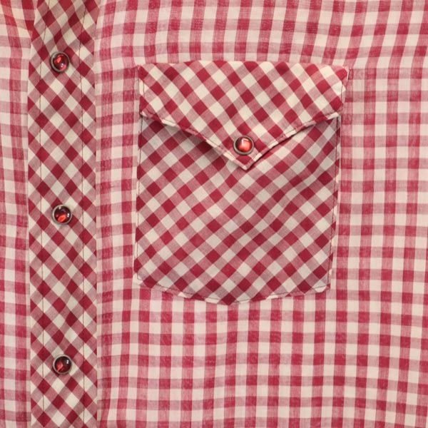 Sears シアーズ 70s ヴィンテージ チェック柄 長袖 ウエスタンシャツ L レッド×ホワイト メンズ