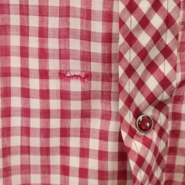 Sears シアーズ 70s ヴィンテージ チェック柄 長袖 ウエスタンシャツ L レッド×ホワイト メンズ