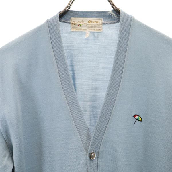 Arnold Palmer アーノルドパーマー ウールブレンド 長袖 Vネック ニット カーディガン M ブルー系 HERO メンズ