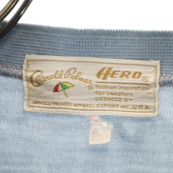 Arnold Palmer アーノルドパーマー ウールブレンド 長袖 Vネック ニット カーディガン M ブルー系 HERO メンズ