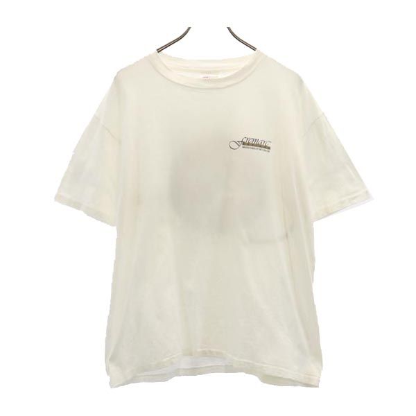 ヘインズ 90s オールド USA製 バックプリント 半袖 Tシャツ L ホワイト系 Hanes メンズ