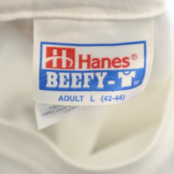 ヘインズ 90s オールド USA製 バックプリント 半袖 Tシャツ L ホワイト系 Hanes メンズ