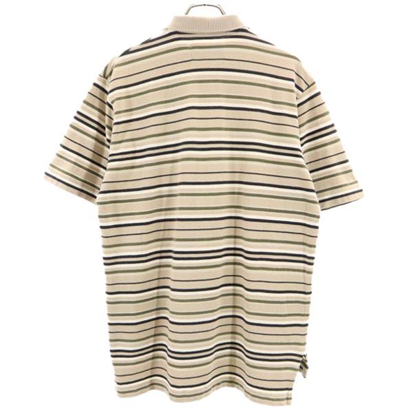 ポロスポーツ ラルフローレン ボーダー柄 半袖 ポロシャツ L ベージュ系 POLO SPORT RALPH LAUREN 鹿の子 メンズ