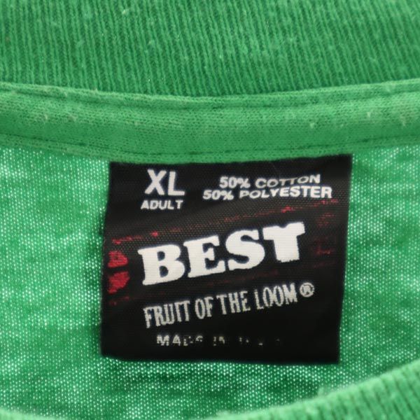 フルーツオブザルーム 90s オールド USA製 プリント 半袖 Tシャツ XL グリーン系 FRUIT OF THE LOOM メンズ
