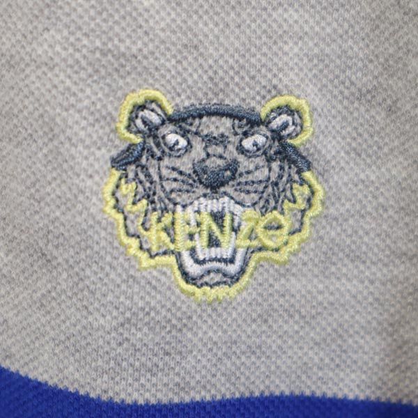 KENZO ケンゾー バイカラー 半袖 ポロシャツ M グレー×ブルー 鹿の子 メンズ