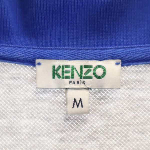 KENZO ケンゾー バイカラー 半袖 ポロシャツ M グレー×ブルー 鹿の子 メンズ