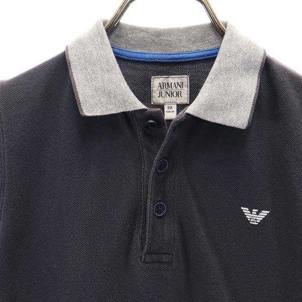 ARMANI JUNIOR アルマーニジュニア 半袖 ポロシャツ 8A グレー系 鹿の子 キッズ