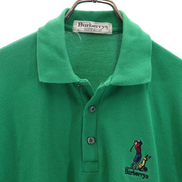 バーバリーズ 90s オールド 半袖 ポロシャツ L グリーン Burberrys 鹿の子 メンズ