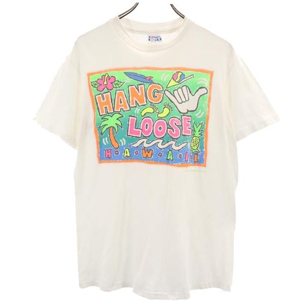 Hanes ヘインズ 80s 90s オールド USA製 半袖 Tシャツ M ホワイト系 メンズ