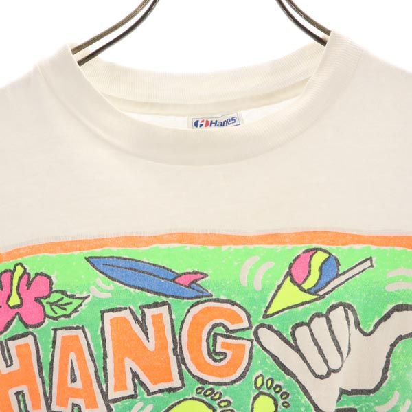 Hanes ヘインズ 80s 90s オールド USA製 半袖 Tシャツ M ホワイト系 メンズ