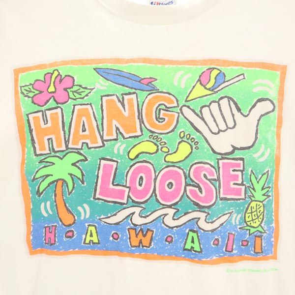 Hanes ヘインズ 80s 90s オールド USA製 半袖 Tシャツ M ホワイト系 メンズ