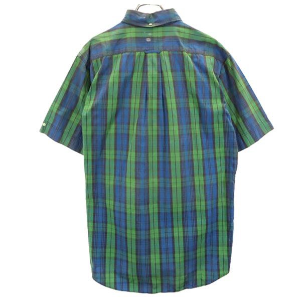 Levi's リーバイス チェック柄 半袖 ボタンダウンシャツ L グリーン×ブルー系 メンズ