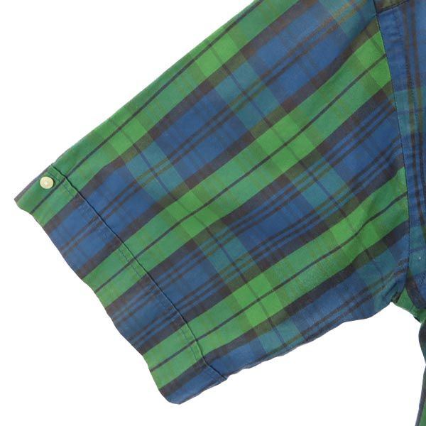 Levi's リーバイス チェック柄 半袖 ボタンダウンシャツ L グリーン×ブルー系 メンズ