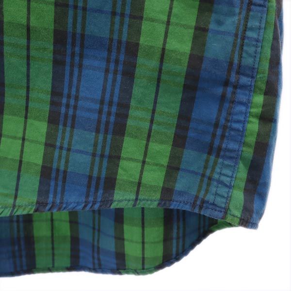 Levi's リーバイス チェック柄 半袖 ボタンダウンシャツ L グリーン×ブルー系 メンズ